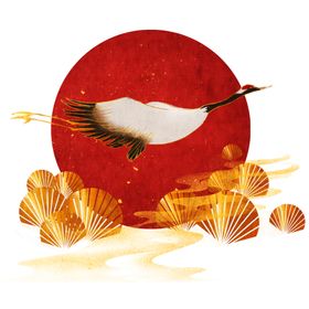 国潮浮世绘仙鹤素材