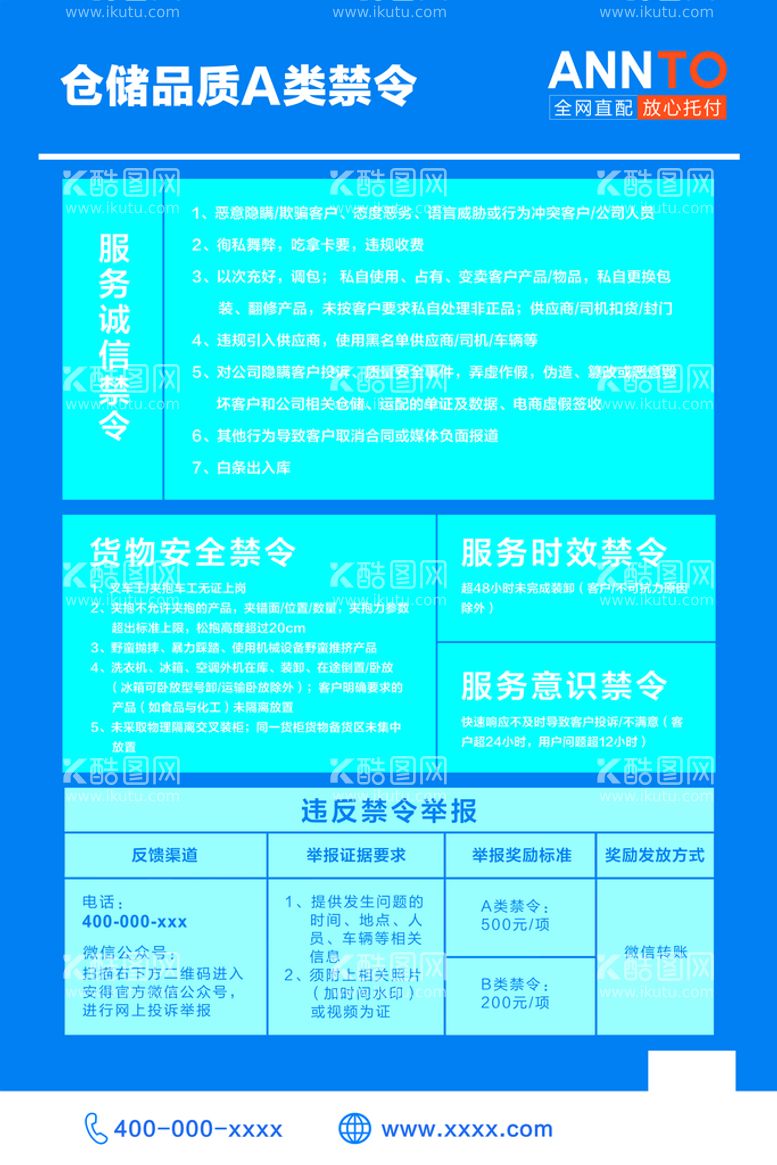 编号：45728909271436392038【酷图网】源文件下载-ANNTO仓储品质A类禁令