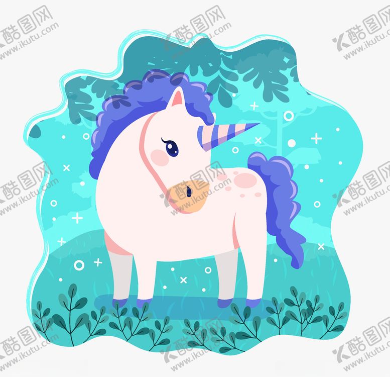 编号：14042809210039493478【酷图网】源文件下载-卡通蓝色独角兽