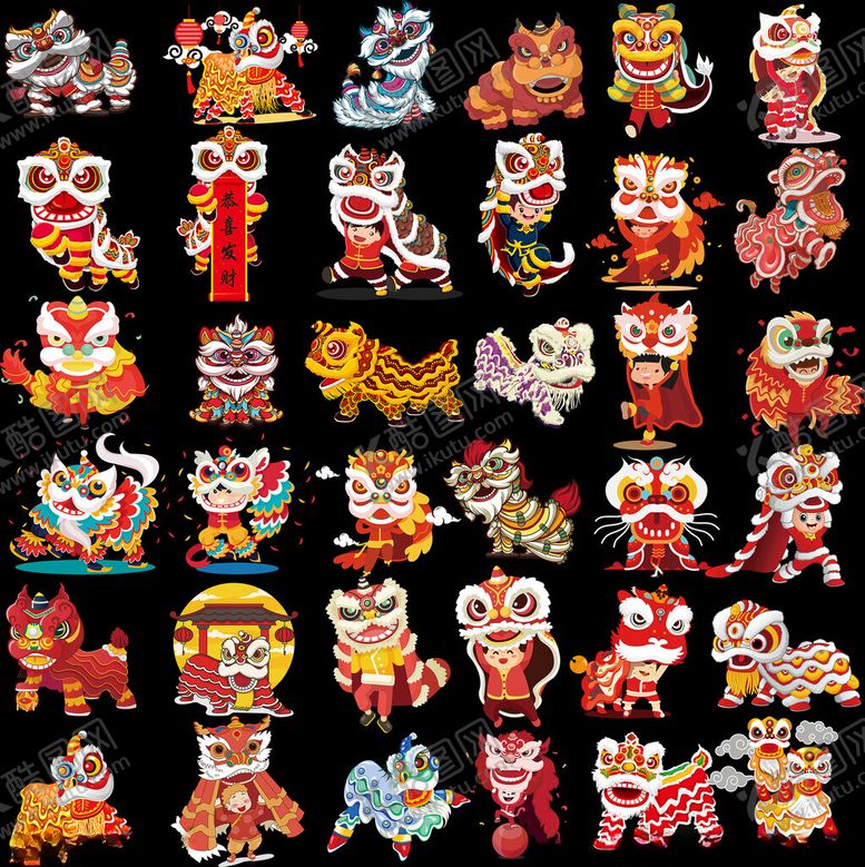 编号：60916212200026169568【酷图网】源文件下载-中国风舞狮子中式醒狮图案