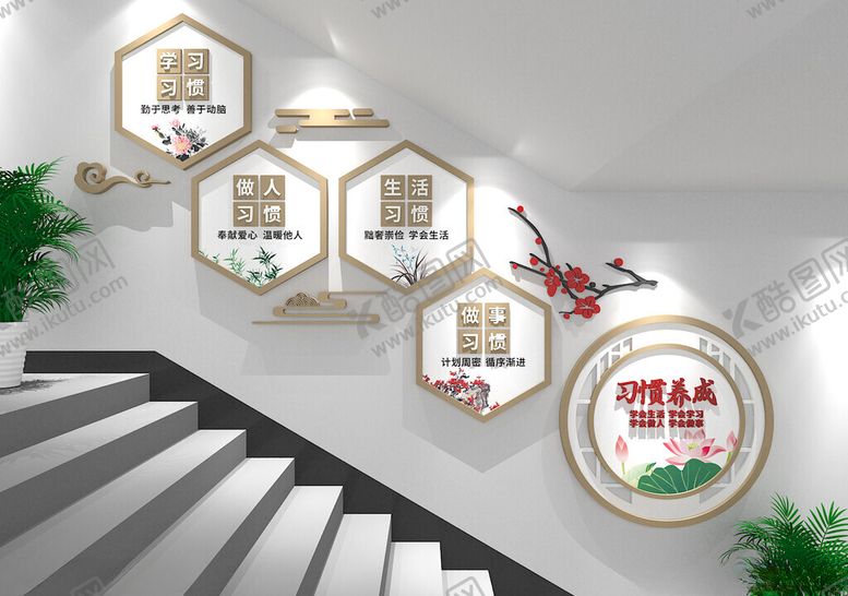 编号：43987803220006207263【酷图网】源文件下载-校园楼梯文化墙