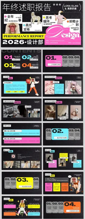 创意潮流多巴胺设计年终述职报告PPT