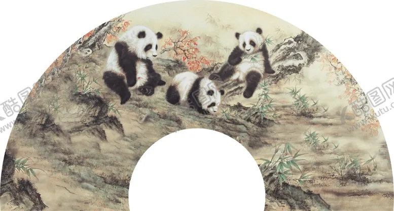 编号：77479411010304007361【酷图网】源文件下载-熊猫扇面