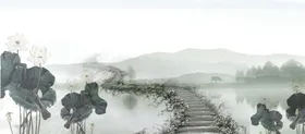 手绘古风插画背景图片国展板复中国海报