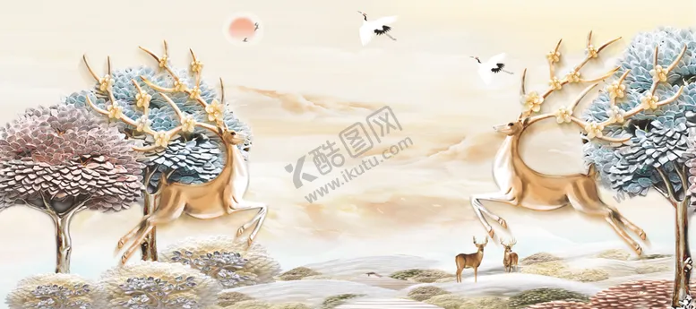 编号：18736404260348289191【酷图网】源文件下载-大理石麋鹿