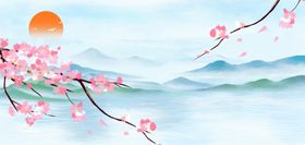 春日山水间的烂漫花枝