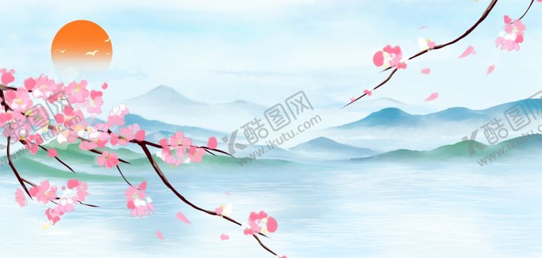 编号：60050512182335425614【酷图网】源文件下载-春日山水间的烂漫花枝