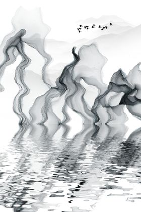 水墨山水玄关装饰画意境山水画
