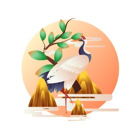 仙鹤插画