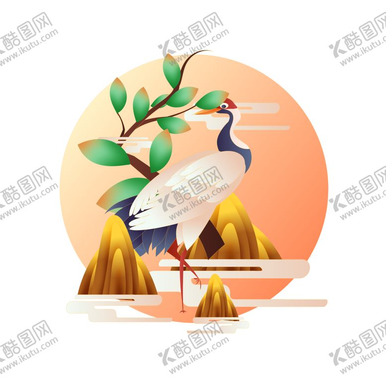 编号：31129307121325091552【酷图网】源文件下载-仙鹤插画
