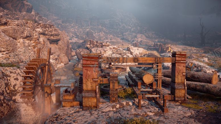 编号：44887710122137023221【酷图网】源文件下载-山谷河流水车山坡风景