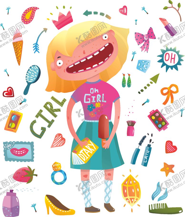 编号：42851209282054132837【酷图网】源文件下载-女孩人物及日用品