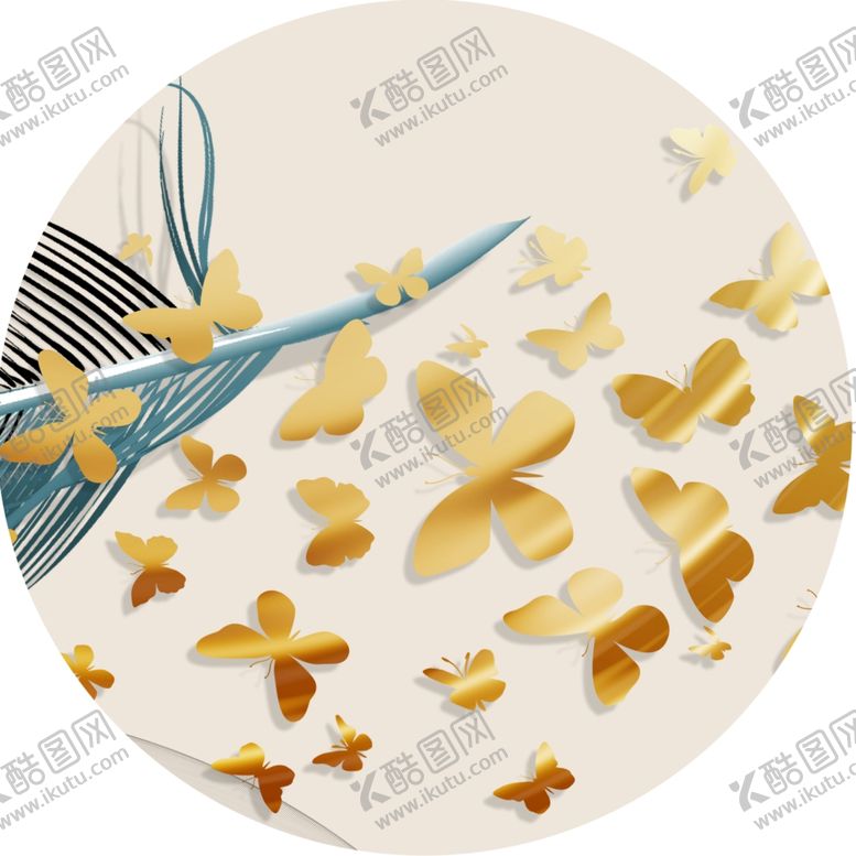 编号：16990201170356166740【酷图网】源文件下载-蝴蝶圆形挂画装饰画
