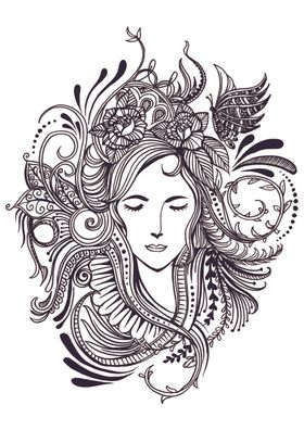 黑白线描动物
