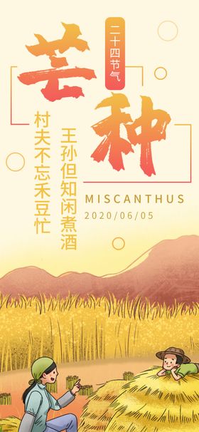 芒种背景稻穗公司海报