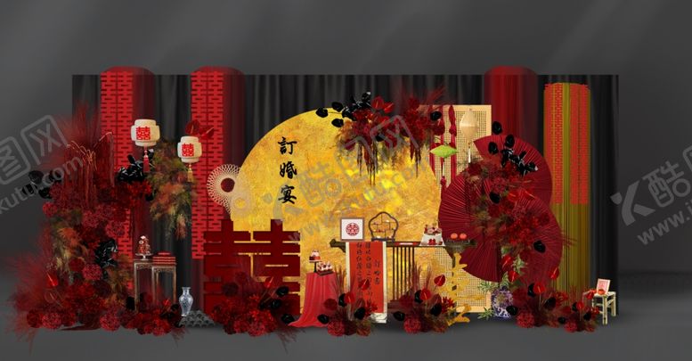编号：94659105241949229457【酷图网】源文件下载-中式婚礼场景布置展示