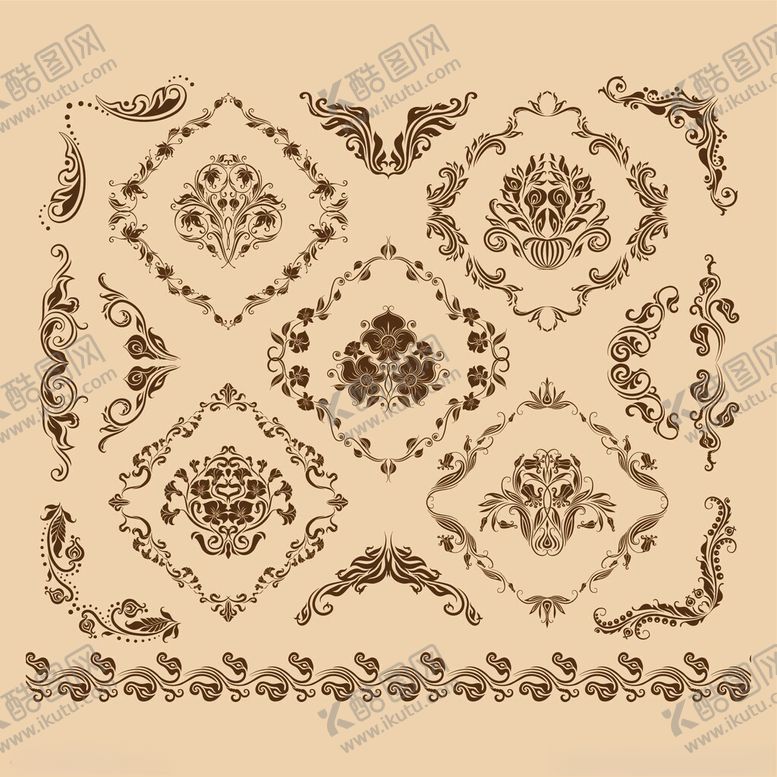 编号：94298901042157426841【酷图网】源文件下载-复古花纹图案设计