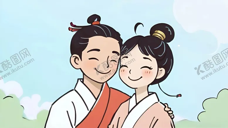 编号：36481502141145033140【酷图网】源文件下载-古代人物七夕情侣