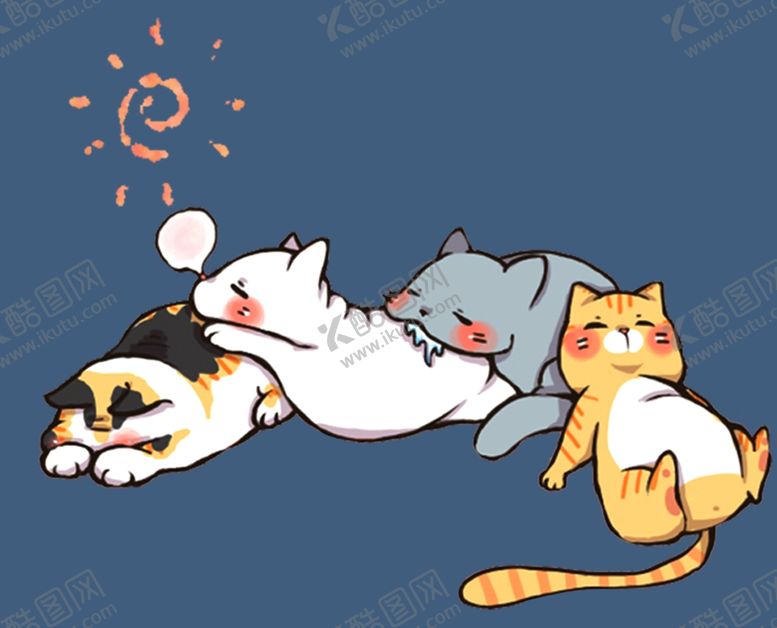 编号：43787607060755213442【酷图网】源文件下载-卡通猫4只猫漫画创意太阳