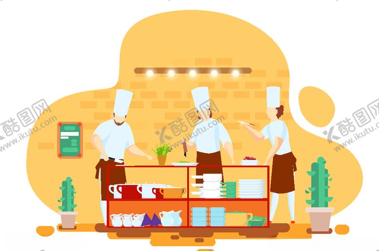 编号：30281409171339229279【酷图网】源文件下载-创意厨房忙碌的厨师