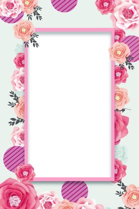 粉色花卉边框装饰图案