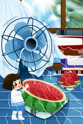 24节气插画地产单图二十四夏至小满微信