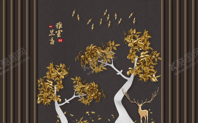 编号：23305407031504008778【酷图网】源文件下载-新中式背景墙