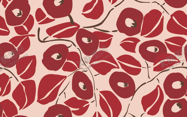 编号：76263809151953575864【酷图网】源文件下载-红色花卉图案背景纹理