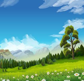 矢量景色自然风光手绘插画