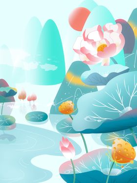 夏季荷花中国风海报