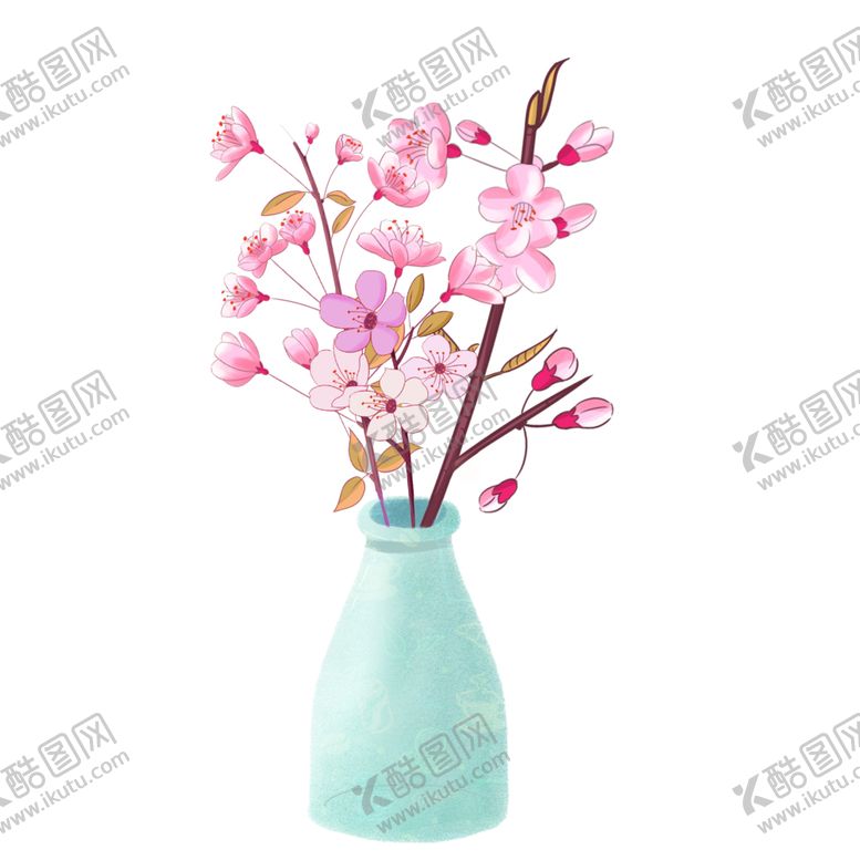 编号：52138001300805207097【酷图网】源文件下载-花瓶传统文化梅花国画