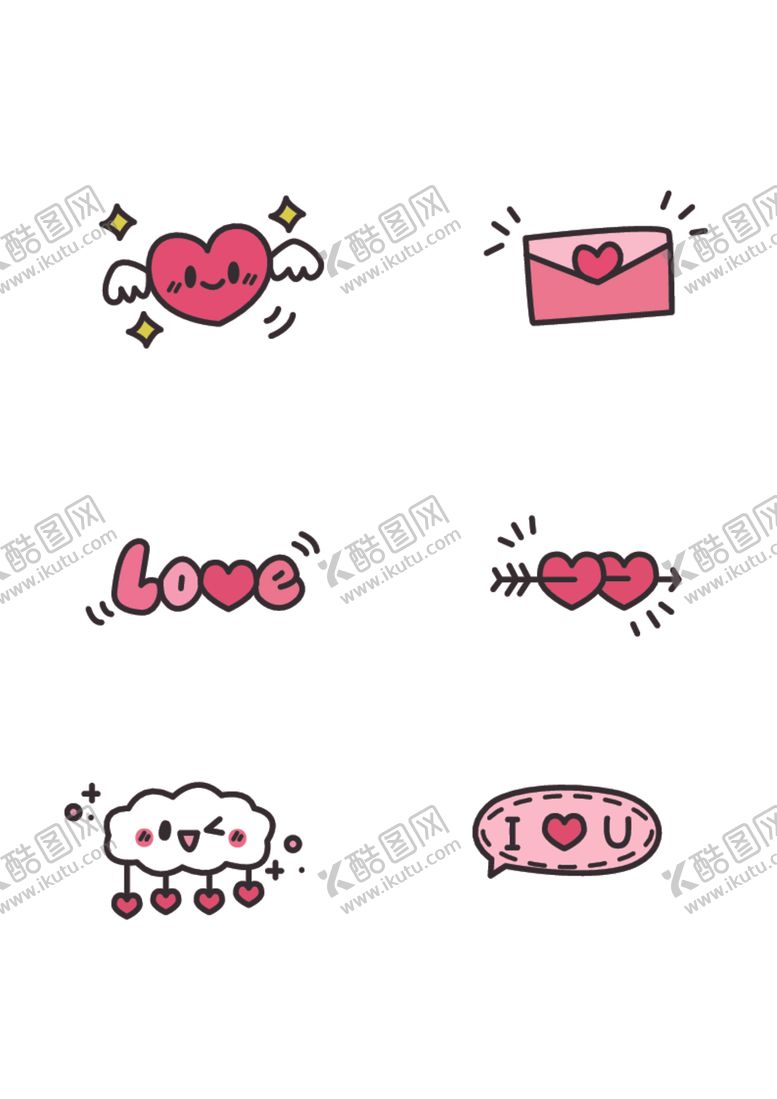 编号：60448612130748584609【酷图网】源文件下载-手绘简笔情人节卡通元素