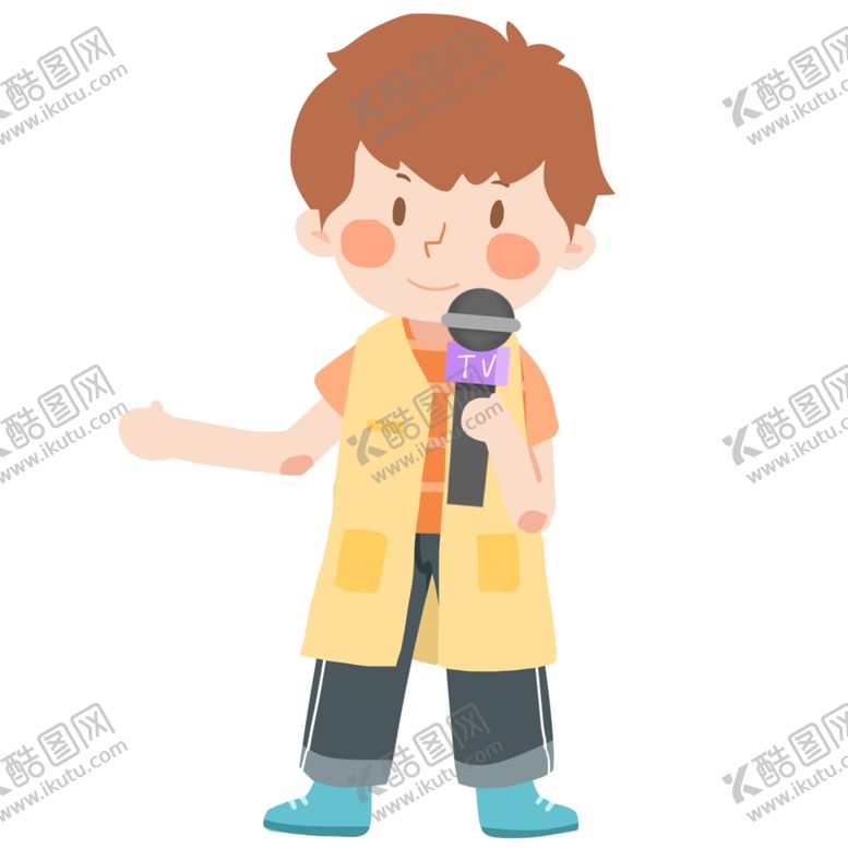 编号：90299309291302309608【酷图网】源文件下载-手绘卡通男孩麦克风