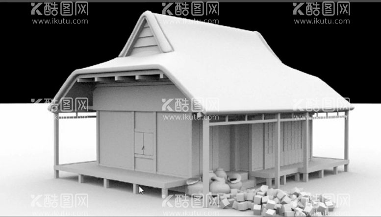 编号：93405109210550350631【酷图网】源文件下载-C4D模型日式别墅建筑木屋房子