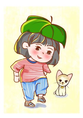 小女孩猫