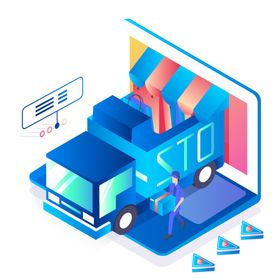 科技扁平插画卡通3D商务数据界面启动页app