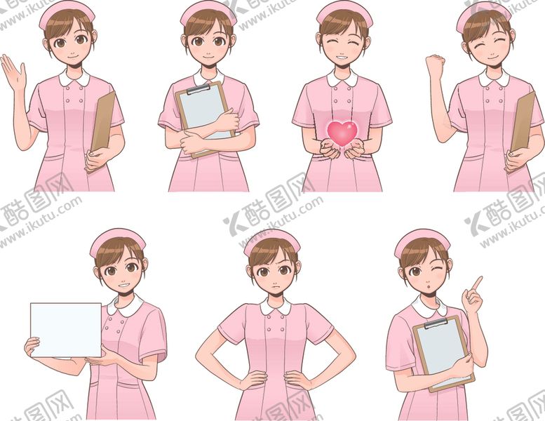 编号：35577709150548192757【酷图网】源文件下载-卡通动漫执业护士手绘元素