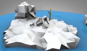 C4D模型像素北极熊冰块海