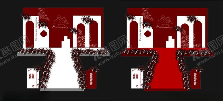编号：58100702200955506301【酷图网】源文件下载-红色婚礼舞台背景