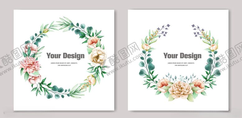 编号：32367012200041122564【酷图网】源文件下载-花卉环绕婚礼请柬设计