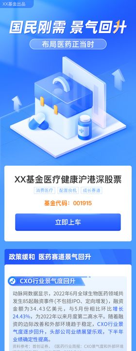 基金理财医药场景页长图专题设计