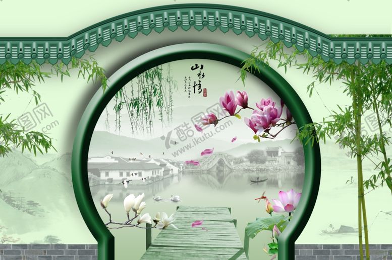 编号：17041909290829551404【酷图网】源文件下载-水墨电视背景墙