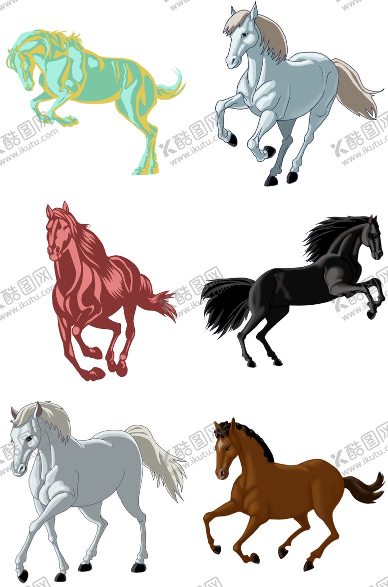 编号：97992902130811002760【酷图网】源文件下载-小物插画动物马免扣素材