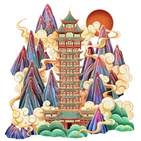 国潮插画背景