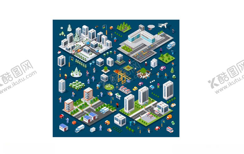 编号：85845309240855476155【酷图网】源文件下载-立体城市建筑与人群