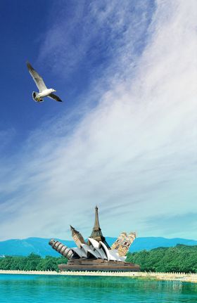蓝天白云草地