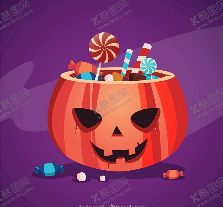 编号：89430109171912442871【酷图网】源文件下载-万圣节南瓜充满糖果
