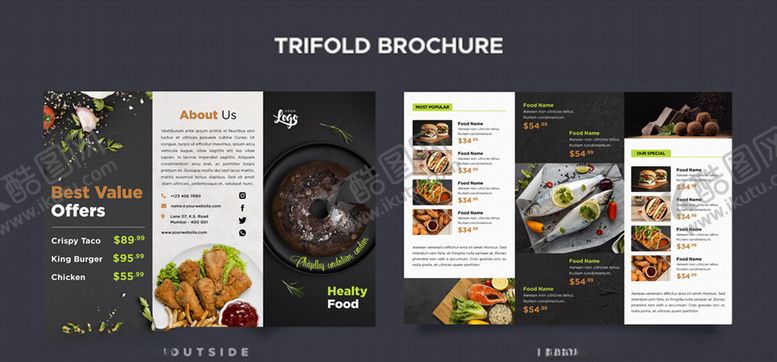 编号：72992410282049288640【酷图网】源文件下载-三折页美食宣传册