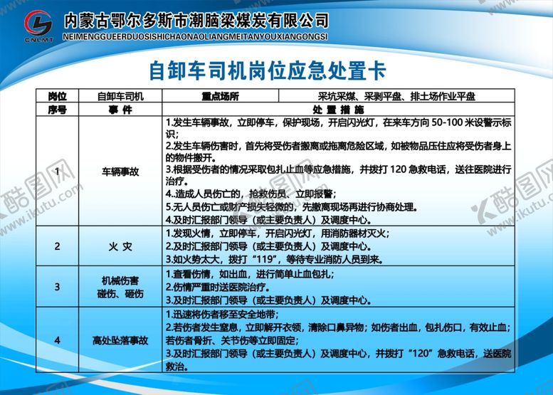 编号：64832509240123162569【酷图网】源文件下载-自卸车应急处置卡