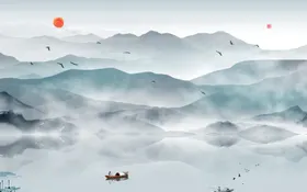 古风背景山水中国水墨